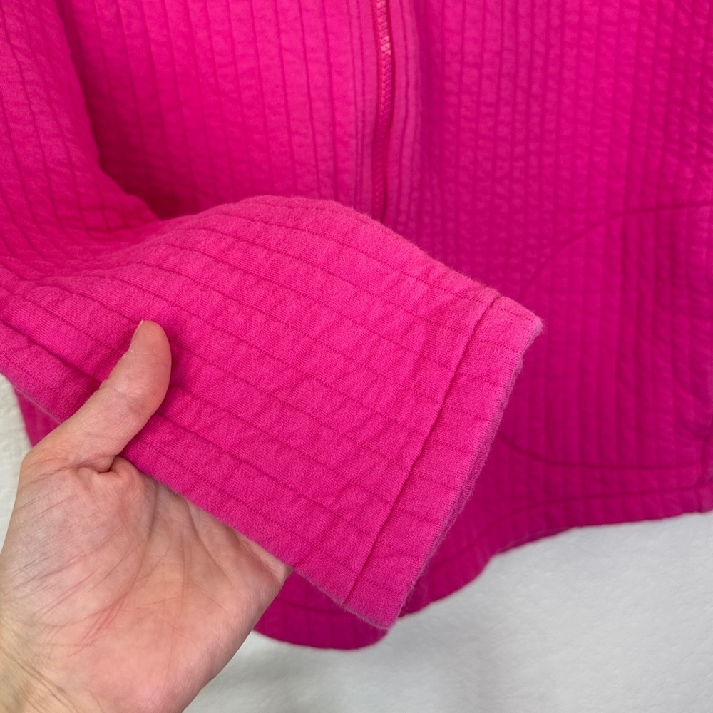 Gap Fit Jacquard Zip Up Jacket Quilted Hoodie Pink size Medium - Picture 7 of 13
